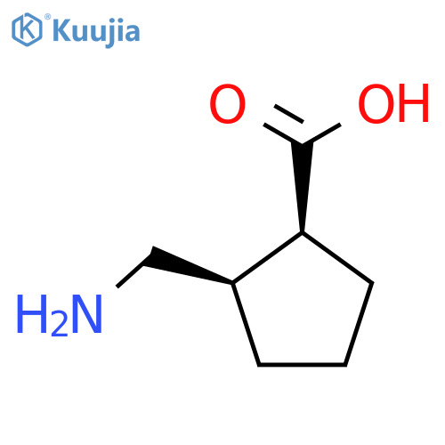 rac-(1R,2S)-2-(aminomethyl)cyclopentane-1-carboxylic acid structure