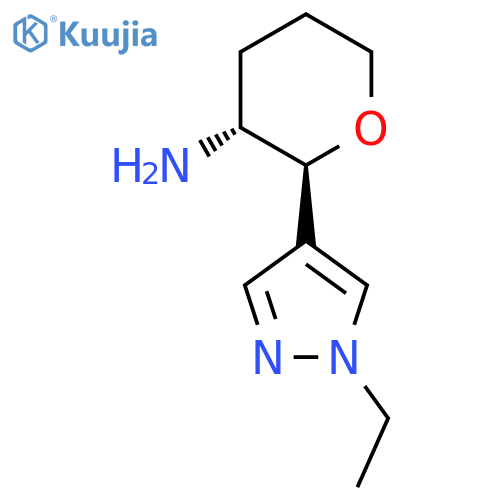 rac-(2R,3S)-2-(1-ethyl-1H-pyrazol-4-yl)oxan-3-amine structure