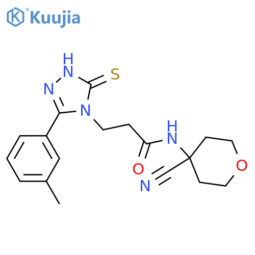 N-(4-cyanooxan-4-yl)-3-[3-(3-methylphenyl)-5-sulfanyl-4H-1,2,4-triazol-4-yl]propanamide structure