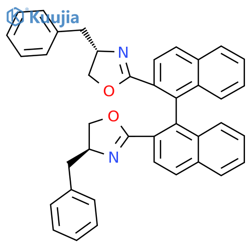 Oxazole,2,2'-(1S)-[1,1'-binaphthalene]-2,2'-diylbis[4,5-dihydro-4-(phenylmethyl)-,(4S,4'S)- structure