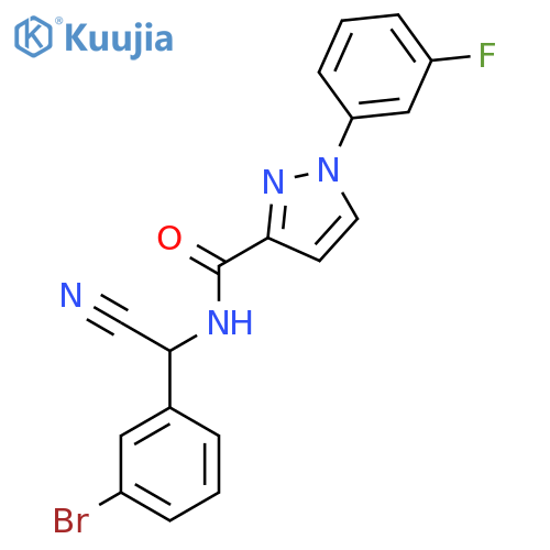 N-[(3-bromophenyl)(cyano)methyl]-1-(3-fluorophenyl)-1H-pyrazole-3-carboxamide structure