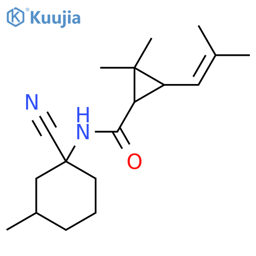 N-(1-cyano-3-methylcyclohexyl)-2,2-dimethyl-3-(2-methylprop-1-en-1-yl)cyclopropane-1-carboxamide structure