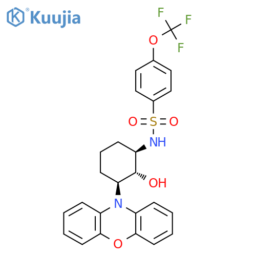 N-((1R,2R,3S)-2-Hydroxy-3-(10H-phenoxazin-10-yl)cyclohexyl)-4-(trifluoromethoxy)benzenesulfonamide structure