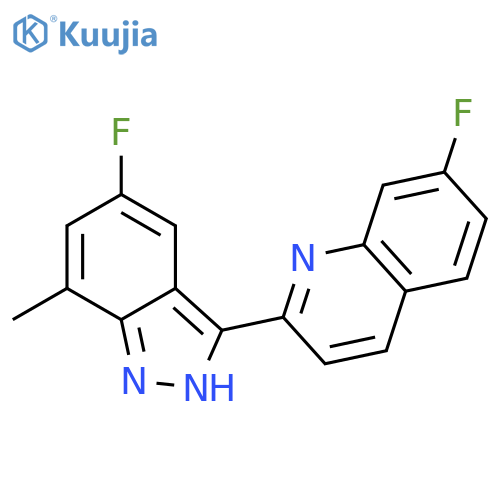7-fluoro-2-(5-fluoro-7-methyl-2H-indazol-3-yl)quinoline structure
