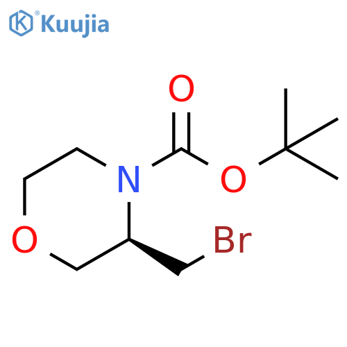 4-Morpholinecarboxylic acid, 3-(bromomethyl)-, 1,1-dimethylethyl ester, (3R)- structure