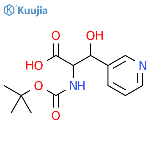 3-Pyridinepropanoic acid, α-[[(1,1-dimethylethoxy)carbonyl]amino]-β-hydroxy- structure