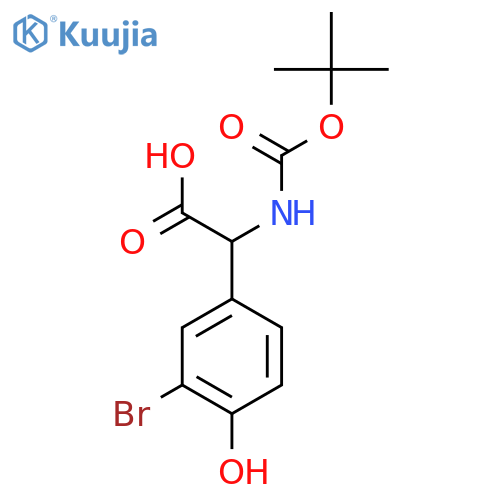Benzeneacetic acid, 3-bromo-α-[[(1,1-dimethylethoxy)carbonyl]amino]-4-hydroxy- structure