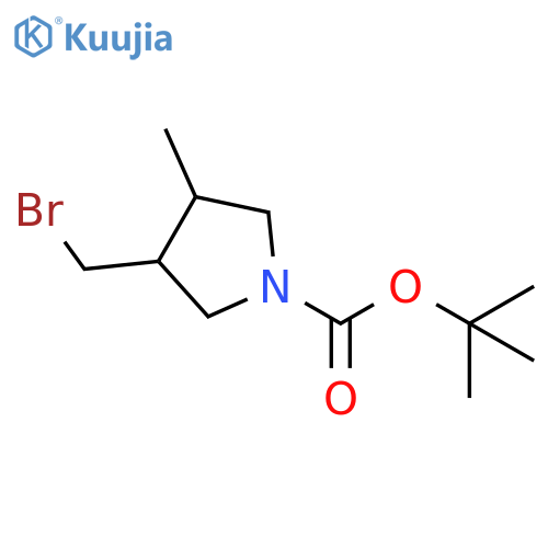 1-Pyrrolidinecarboxylic acid, 3-(bromomethyl)-4-methyl-, 1,1-dimethylethyl ester structure