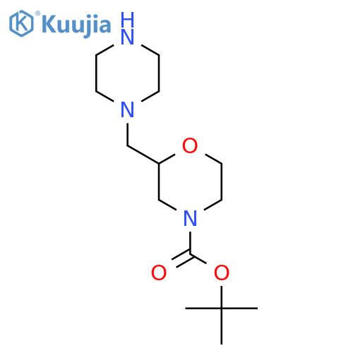 Tert-butyl 2-[(piperazin-1-yl)methyl]morpholine-4-carboxylate structure