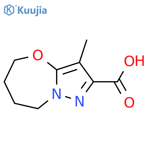 3-methyl-5H,6H,7H,8H-pyrazolo[3,2-b][1,3]oxazepine-2-carboxylic acid structure