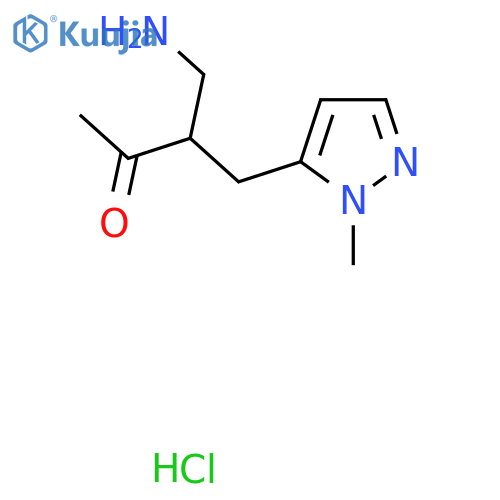 4-Amino-3-[(1-methyl-1H-pyrazol-5-yl)methyl]butan-2-one hydrochloride structure
