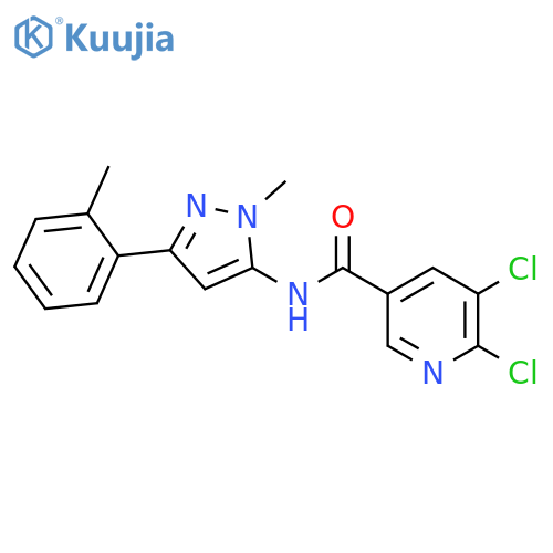 5,6-Dichloro-N-[1-methyl-3-(2-methylphenyl)-1H-pyrazol-5-yl]-3-pyridinecarboxamide structure