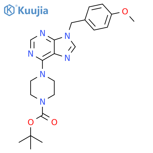 4-[9-(4-Methoxy-benzyl)-9H-purin-6-yl]-piperazine-1-carboxylic acid tert-butyl ester structure