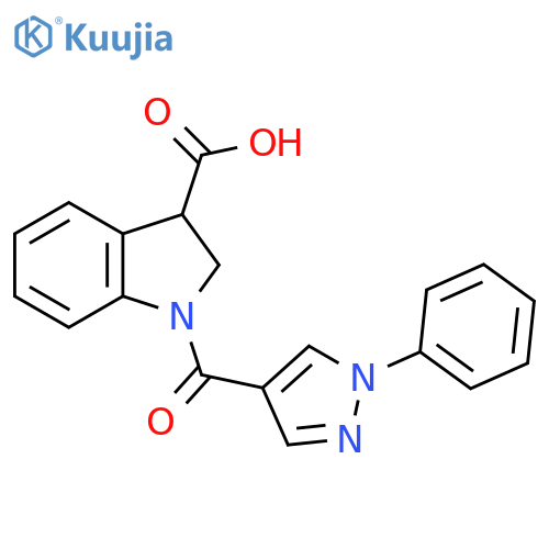 1H-Indole-3-carboxylic acid, 2,3-dihydro-1-[(1-phenyl-1H-pyrazol-4-yl)carbonyl]- structure