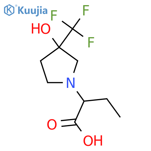 2-(3-Hydroxy-3-(trifluoromethyl)pyrrolidin-1-yl)butanoic acid structure