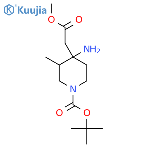 Tert-butyl 4-amino-4-(2-methoxy-2-oxoethyl)-3-methylpiperidine-1-carboxylate structure