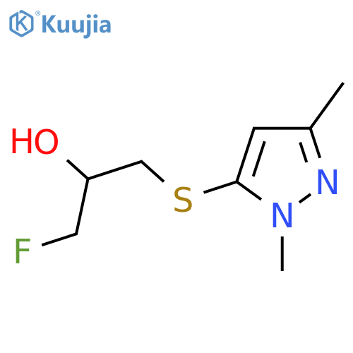 1-[(1,3-dimethyl-1H-pyrazol-5-yl)sulfanyl]-3-fluoropropan-2-ol structure