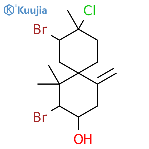 (3r,4s,6s)-4,10-dibromo-9-chloro-5,5,9-trimethyl-1-methylidenespiro[5.5]undecan-3-ol structure