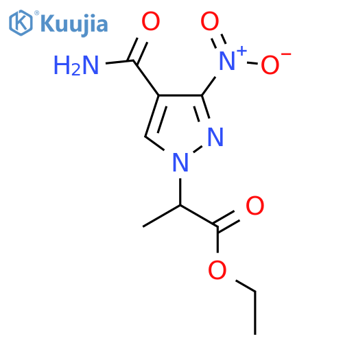 Ethyl 2-(4-carbamoyl-3-nitro-1H-pyrazol-1-yl)propanoate structure