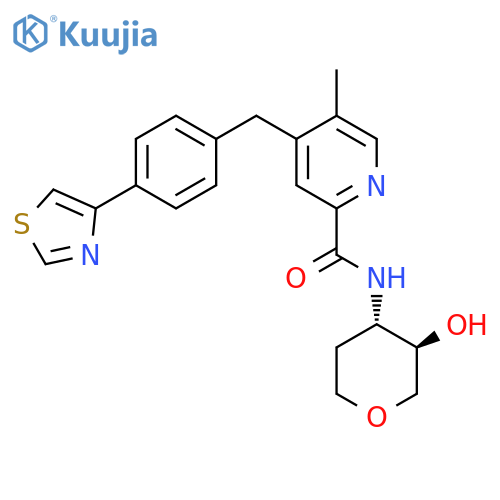 N-[(3R,4S)-3-Hydroxyoxan-4-yl]-5-methyl-4-[[4-(1,3-thiazol-4-yl)phenyl]methyl]pyridine-2-carboxamide structure
