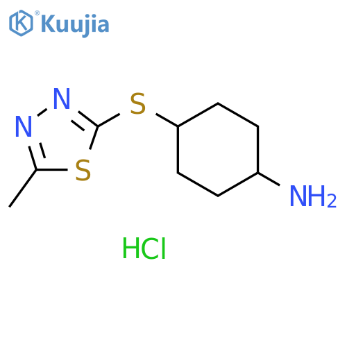 Cyclohexanamine, 4-[(5-methyl-1,3,4-thiadiazol-2-yl)thio]-, hydrochloride (1:1) structure