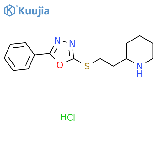 2-{2-[(5-Phenyl-1,3,4-oxadiazol-2-yl)sulfanyl]ethyl}piperidine hydrochloride structure
