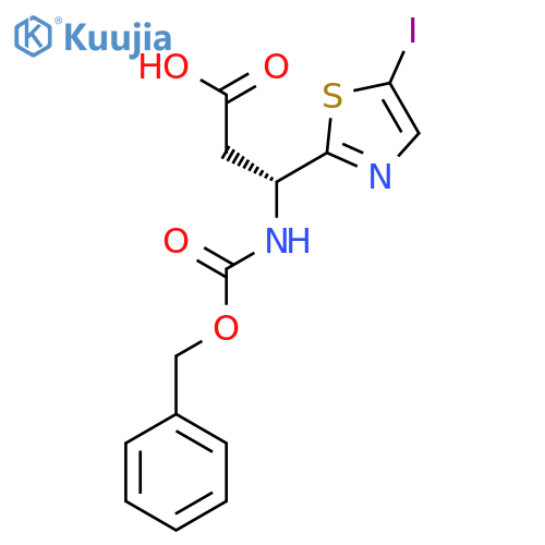 (3R)-3-{[(benzyloxy)carbonyl]amino}-3-(5-iodo-1,3-thiazol-2-yl)propanoic acid structure