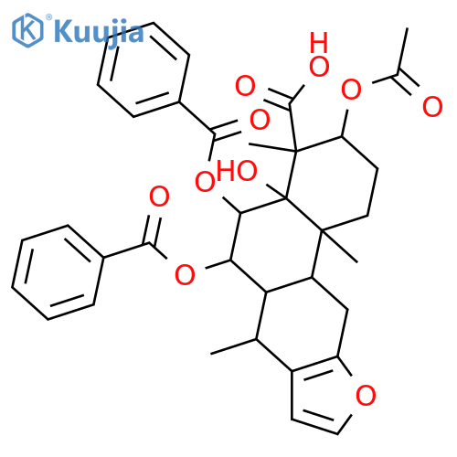 Phenanthro[3,2-b]furan-4-carboxylicacid,3-(acetyloxy)-5,6-bis(benzoyloxy)-1,2,3,4,4a,5,6,6a,7,11,11a,11b-dodecahydro-4a-hydroxy-4,7,11b-trimethyl-,(3S,4S,4aS,5R,6R,6aS,7R,11aS,11bR)- structure