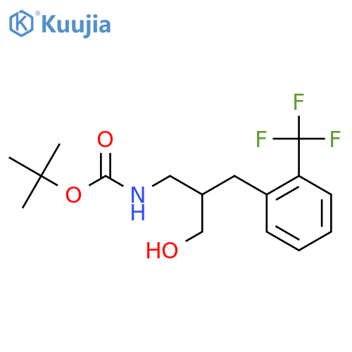 tert-butyl N-(3-hydroxy-2-{[2-(trifluoromethyl)phenyl]methyl}propyl)carbamate structure
