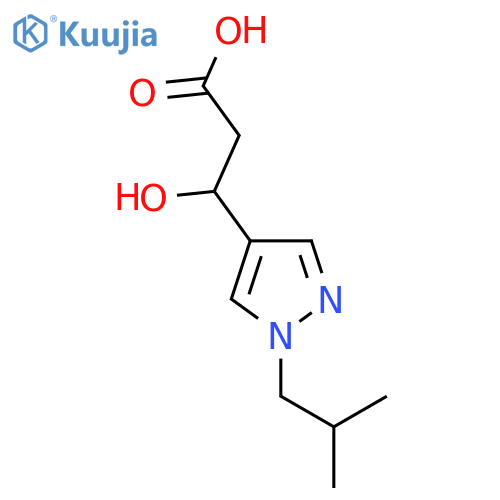 3-hydroxy-3-[1-(2-methylpropyl)-1H-pyrazol-4-yl]propanoic acid structure