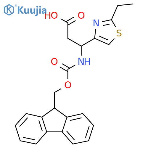 3-(2-ethyl-1,3-thiazol-4-yl)-3-({[(9H-fluoren-9-yl)methoxy]carbonyl}amino)propanoic acid structure
