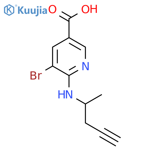 5-bromo-6-(pent-4-yn-2-yl)aminopyridine-3-carboxylic acid structure