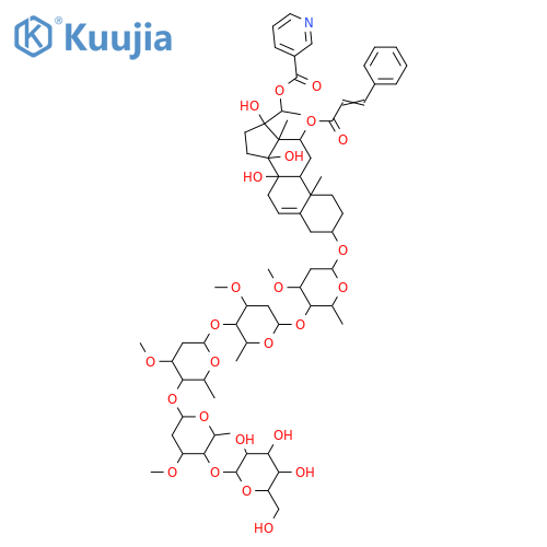 Pregn-5-ene-3,8,12,14,17,20-hexol; (3β,12β,14β,17βOH,20S)-form, 20-O-(3-Pyridinecarbonyl), 12-cinnamoyl, 3-O-[β-D-glucopyranosyl-(1→4)-β-D-oleandropyranosyl-(1→4)-β-D-oleandropyranosyl-(1→4)-β-D-cymaropyranosyl-(1→4)-β-D-cymaropyranoside] structure