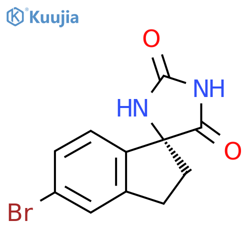 (R)-5'-Bromo-2',3'-dihydrospiro[imidazolidine-4,1'-indene]-2,5-dione structure