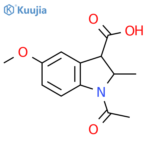 1-acetyl-5-methoxy-2-methyl-2,3-dihydro-1H-indole-3-carboxylic acid structure