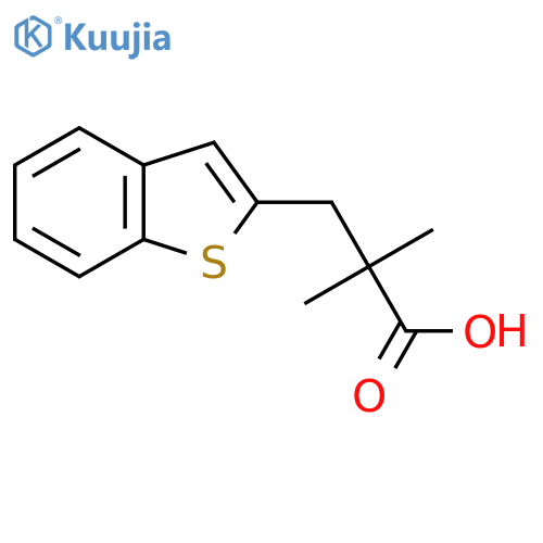 3-(1-benzothiophen-2-yl)-2,2-dimethylpropanoic acid structure
