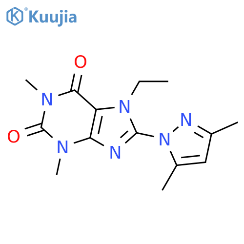 8-(3,5-dimethyl-1H-pyrazol-1-yl)-7-ethyl-1,3-dimethyl-2,3,6,7-tetrahydro-1H-purine-2,6-dione structure