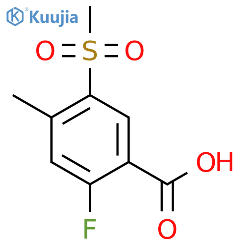 2-fluoro-5-methanesulfonyl-4-methylbenzoic acid structure