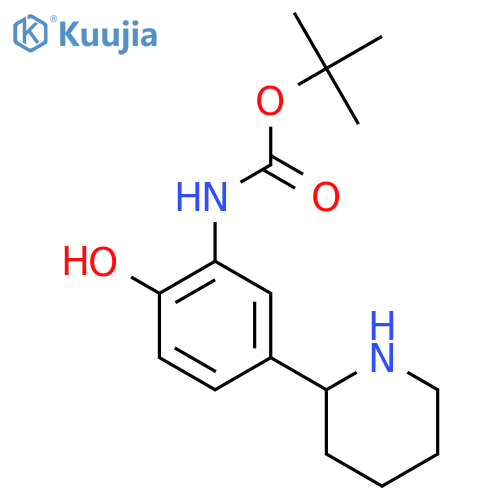 tert-butyl N-2-hydroxy-5-(piperidin-2-yl)phenylcarbamate structure