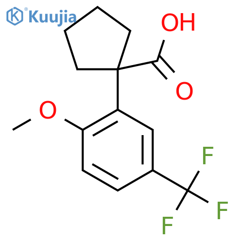 1-2-methoxy-5-(trifluoromethyl)phenylcyclopentane-1-carboxylic acid structure