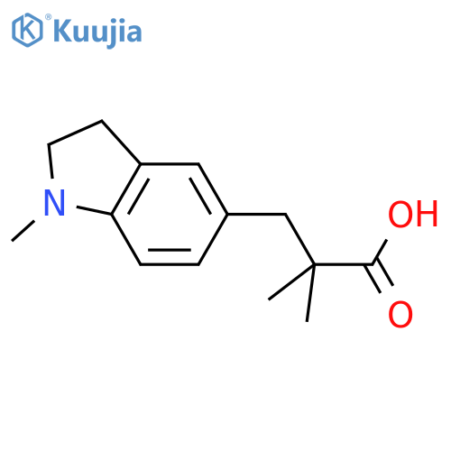 2,2-dimethyl-3-(1-methyl-2,3-dihydro-1H-indol-5-yl)propanoic acid structure