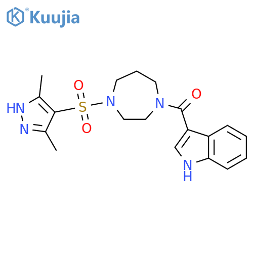 3-{4-[(3,5-dimethyl-1H-pyrazol-4-yl)sulfonyl]-1,4-diazepane-1-carbonyl}-1H-indole structure