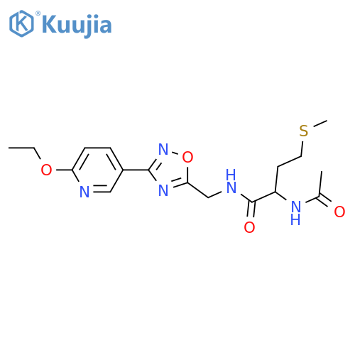 2-acetamido-N-{3-(6-ethoxypyridin-3-yl)-1,2,4-oxadiazol-5-ylmethyl}-4-(methylsulfanyl)butanamide structure