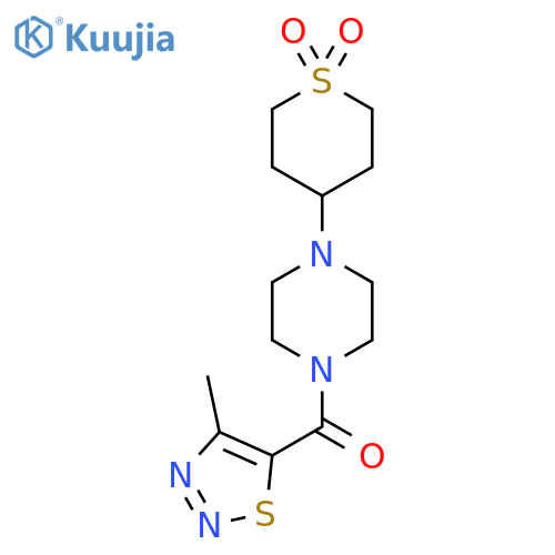 4-[4-(4-methyl-1,2,3-thiadiazole-5-carbonyl)piperazin-1-yl]-1lambda6-thiane-1,1-dione structure