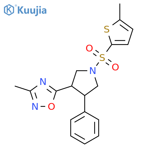 3-methyl-5-{1-(5-methylthiophen-2-yl)sulfonyl-4-phenylpyrrolidin-3-yl}-1,2,4-oxadiazole structure