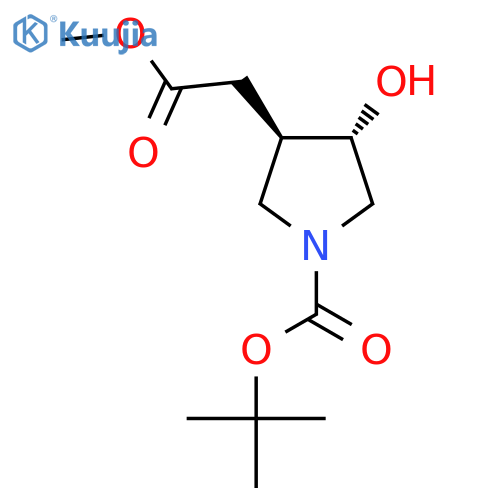 rac-tert-butyl (3R,4S)-3-hydroxy-4-(2-methoxy-2-oxoethyl)pyrrolidine-1-carboxylate structure