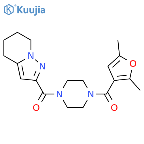 1-(2,5-dimethylfuran-3-carbonyl)-4-{4H,5H,6H,7H-pyrazolo[1,5-a]pyridine-2-carbonyl}piperazine structure