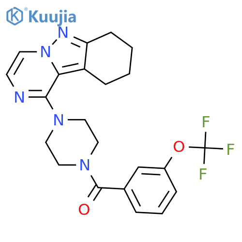 1-{7H,8H,9H,10H-pyrazino[1,2-b]indazol-1-yl}-4-[3-(trifluoromethoxy)benzoyl]piperazine structure