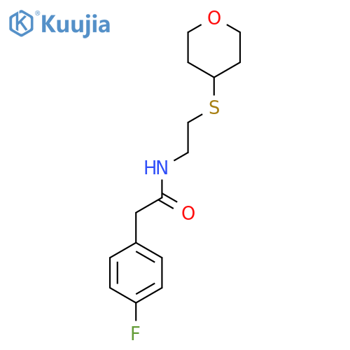 2-(4-fluorophenyl)-N-[2-(oxan-4-ylsulfanyl)ethyl]acetamide structure