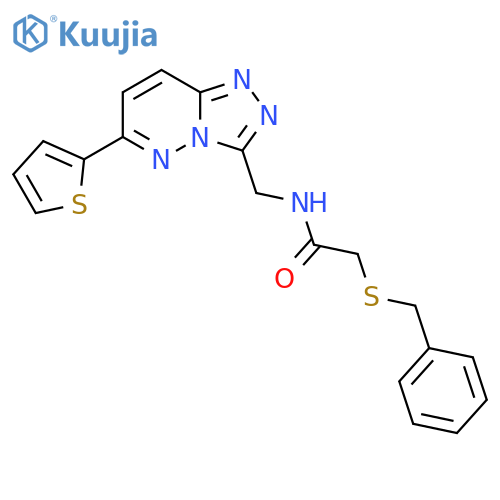 2-(benzylsulfanyl)-N-{6-(thiophen-2-yl)-1,2,4triazolo4,3-bpyridazin-3-ylmethyl}acetamide structure
